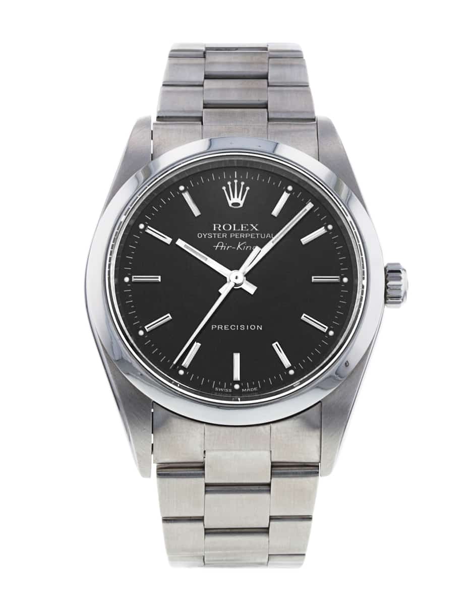 Rolex Air King 14000M Black Baton Dial Bracelet Strap